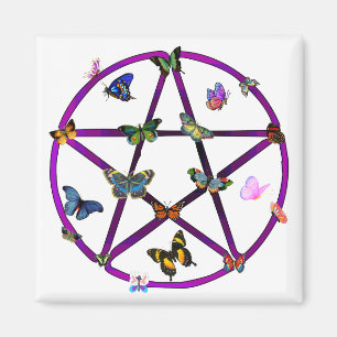 Wiccan Star and Butterflies Magnet