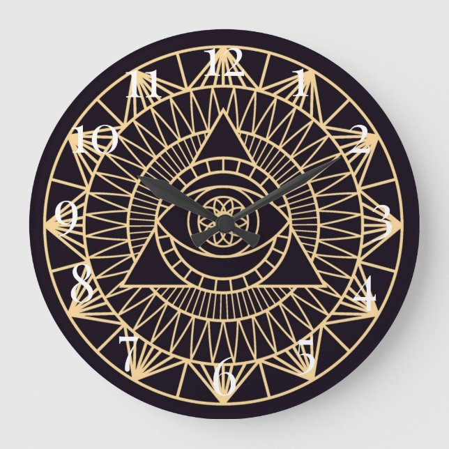 Wiccan Symbols Large Clock (Front)