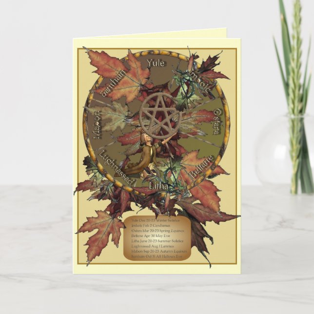 Wiccan Wheel With Pentacle Greetings or Note Cards (Front)