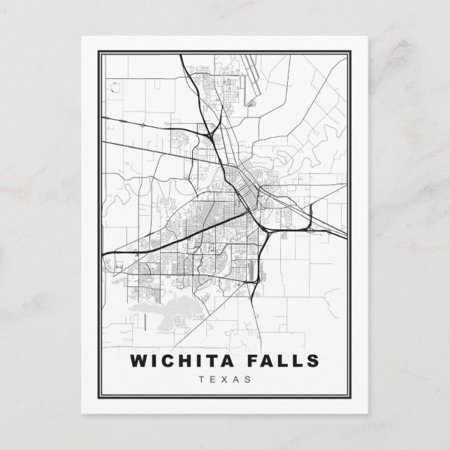 Wichita Falls Map Postcard (Front)