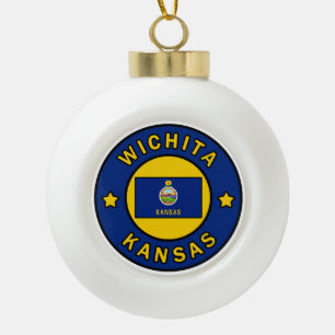 Wichita Kansas Ceramic Ball Christmas Ornament