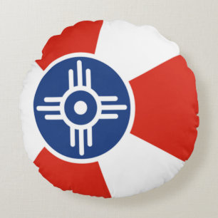 Wichita (Kansas) City flag Round Cushion