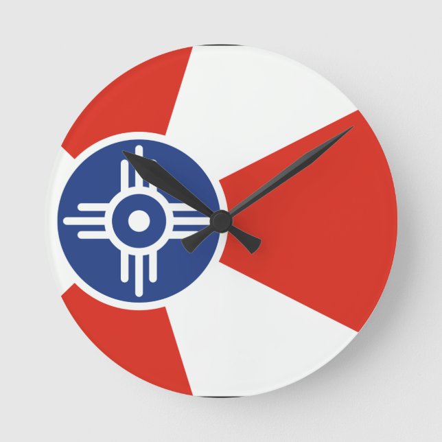 Wichita Kansas ICT Flag Round Clock (Front)