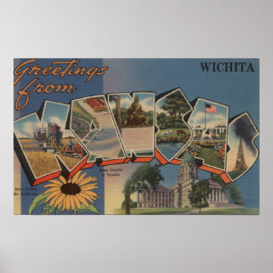 Wichita, Kansas - Large Letter Scenes Poster