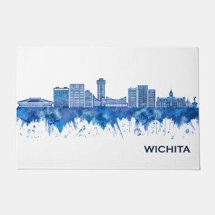 Wichita Kansas Skyline Blue Doormat