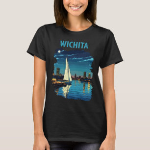 Wichita Kansas Skyline Blue Travel T-Shirt
