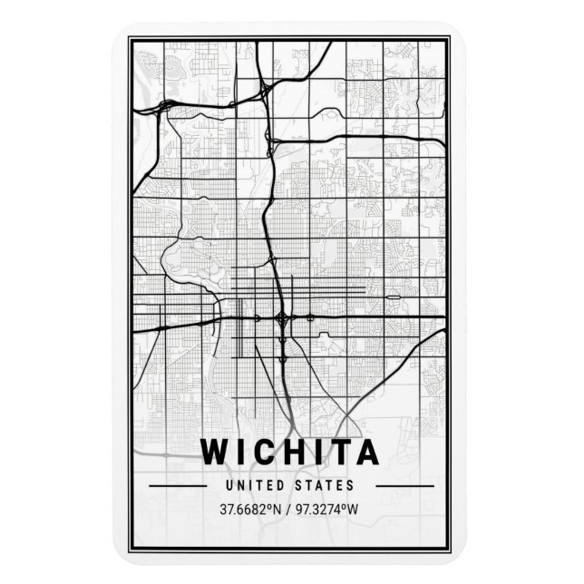 Wichita Kansas USA Travel City Map Magnet (Vertical)