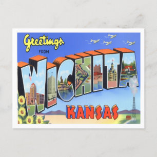 Wichita, Kansas Vintage Big Letters Postcard