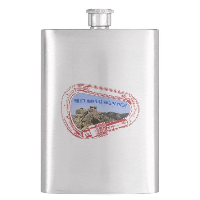 Wichita Mountains Climbing Carabiner Hip Flask (Front)