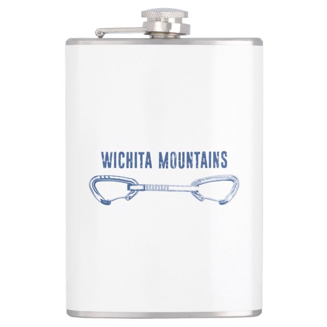 Wichita Mountains Rock Climbing Quickdraw Hip Flask (Front)