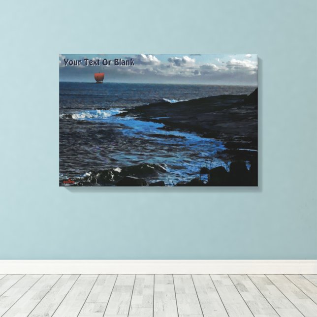 Wick Bay Viking Longship Canvas Print (Insitu (Wood Floor))