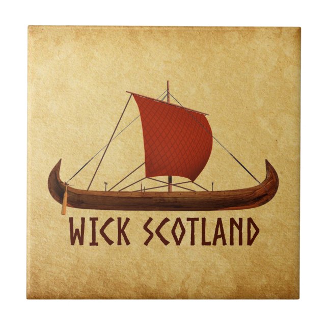Wick Scotland Viking Ship Ceramic Tile (Front)