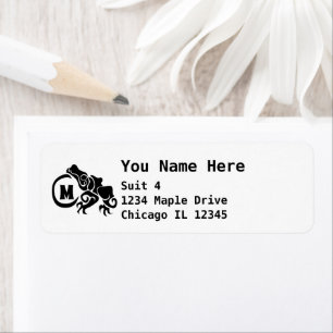 Wick Tribal Frog Monogram Return Address Label