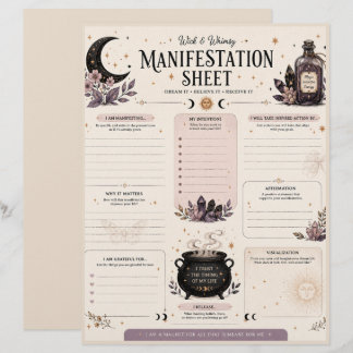 Wick & Whimsy Manifestation Sheet Custom Letterhead