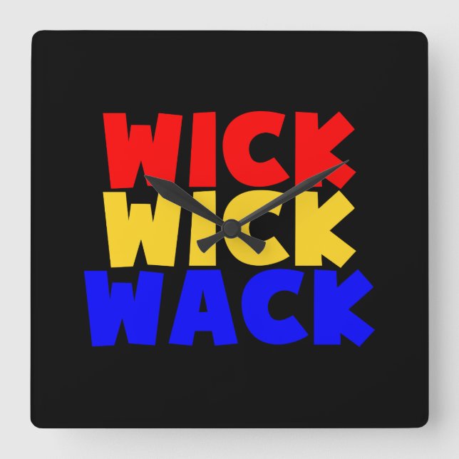 Wick Wick Wack Square Wall Clock (Front)