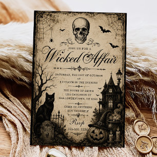 Wicked Affair Halloween Party Vintage Invitation