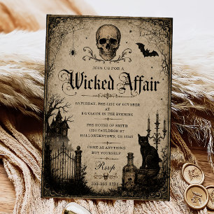 Wicked Affair Halloween Party Vintage Invitation