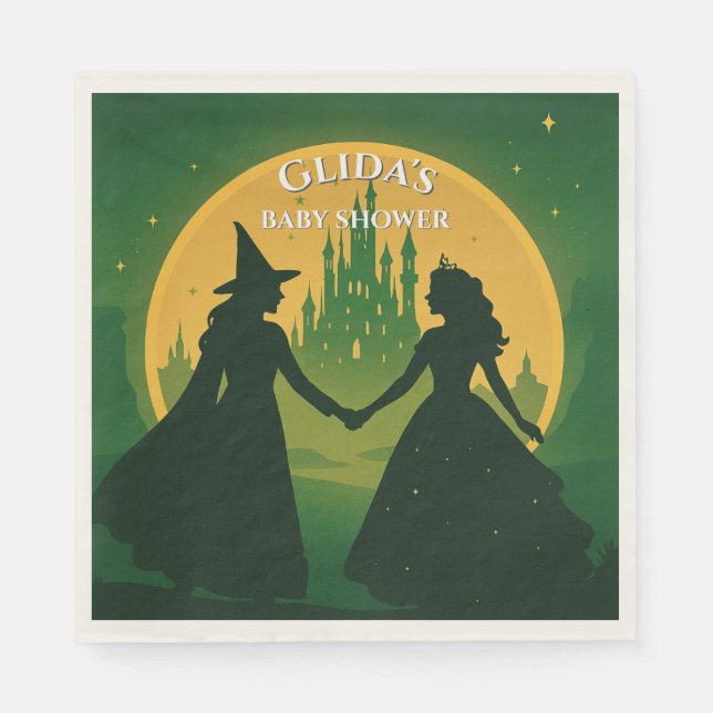 Wicked Baby Shower Napkins- Elphaba & Glinda Party Napkin (Front)