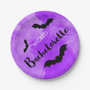 Wicked Bachelorette Party Black Bat Witchy Paper Plate