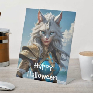 Wicked Blue Eyed Cat Pedestal Sign