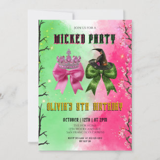 Wicked Bow Birthday Party  Invitation
