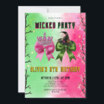 Wicked Bow Birthday Party  Invitation<br><div class="desc">Are you a good witch or a bad witch! Host a Wicked birthday party with this beautiful pink and green  invitation. Personalise with your party details.</div>