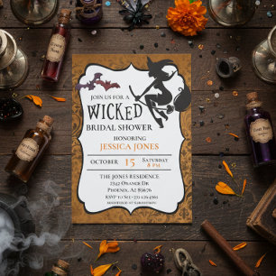 Wicked Bridal Shower Witch Halloween October Invitation