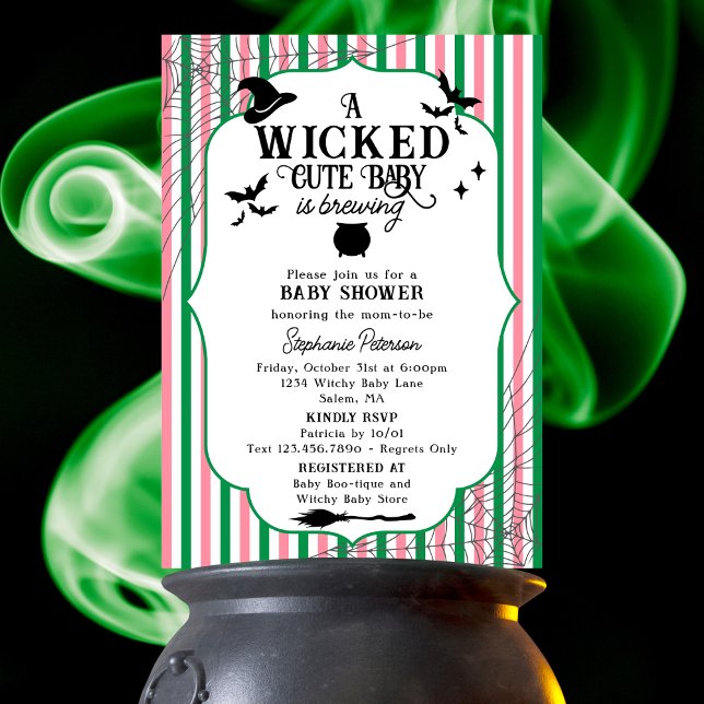 Wicked Cute Baby is Brewing Halloween Baby Shower Invitation (Creator Uploaded)