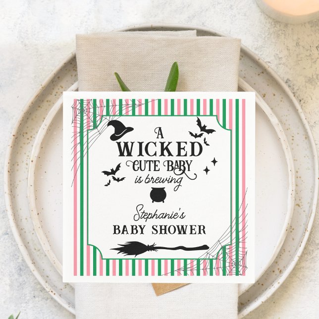 Wicked Cute Baby is Brewing Halloween Baby Shower Napkin (Creator Uploaded)