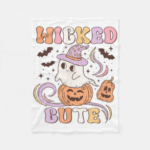 Wicked Cute Ghost And Pumpkin Halloween Design, Fu Fleece Blanket