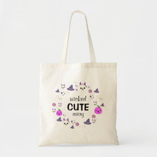 Wicked Cute Ghost Modern Monogram Halloween Tote Bag