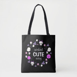 Wicked Cute Ghost Modern Monogram Halloween Tote Bag