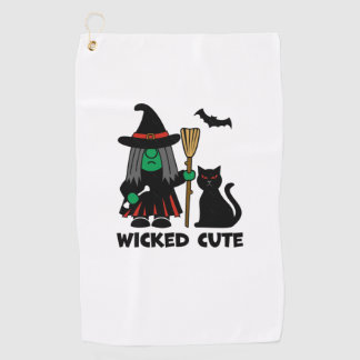 Wicked Cute Gnome Witch   Golf Towel