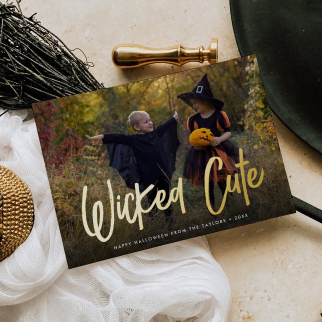 Wicked Cute Halloween Photo Foil Holiday Card (Creator Uploaded)