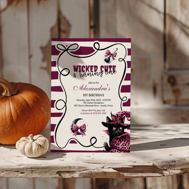 Wicked Cute & Turning One Girl Halloween 1st Birth Invitation (Creator Uploaded)