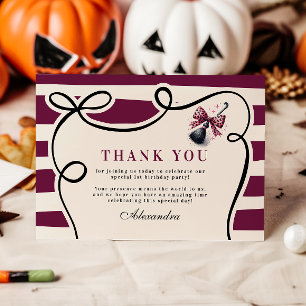 Wicked Cute & Turning One Girl Halloween 1st Birth Thank You Card