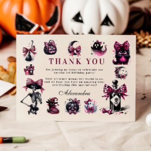 Wicked Cute & Turning One Girl Halloween Birthday Thank You Card