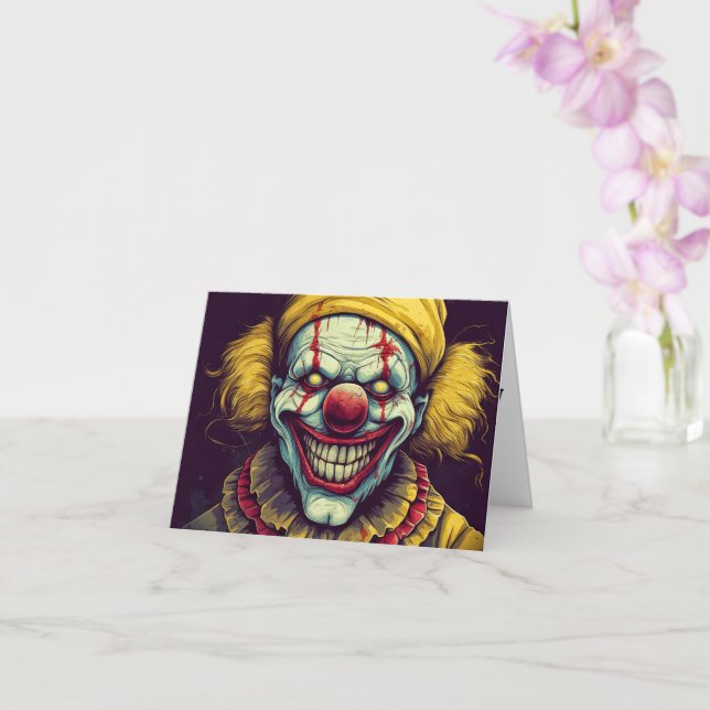 Wicked Freak Show Carnival Clown Happy Halloween Card (Orchid)