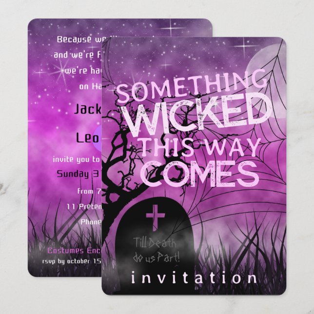 Wicked Fun Gothic Halloween Dark Arts theme Invitation (Front/Back)