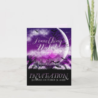 Wicked Fun Halloween Love Moon Wedding Folded Invitation