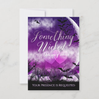 Wicked Fun Halloween Love Moon Wedding Vertical RSVP Card