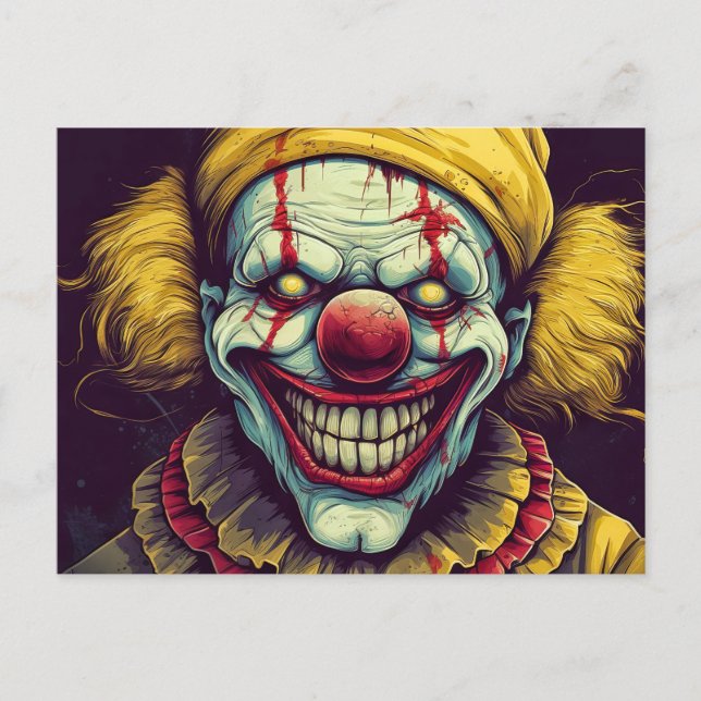 Wicked Funhouse Clown Illustration Design Postcard (Front)