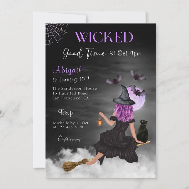 Wicked Good Halloween Witch Birthday Invitation (Front)