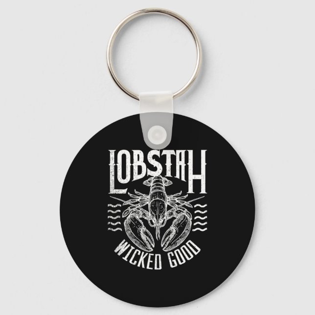 Wicked Good Lobstah Funny Maine Boston Cape Cod Lo Key Ring (Front)