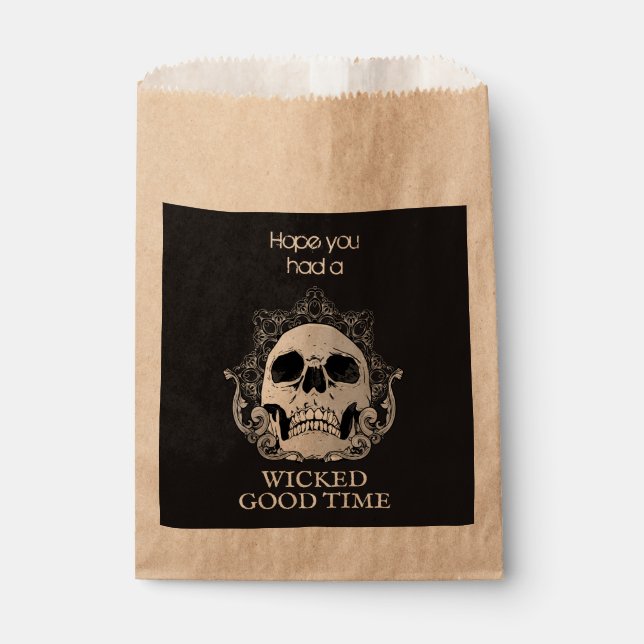 Wicked Good Time Halloween Skull Treat Favour Bag (Front)