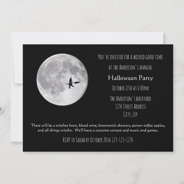 Wicked Good Time Moon - Halloween Party Invitation (Front)