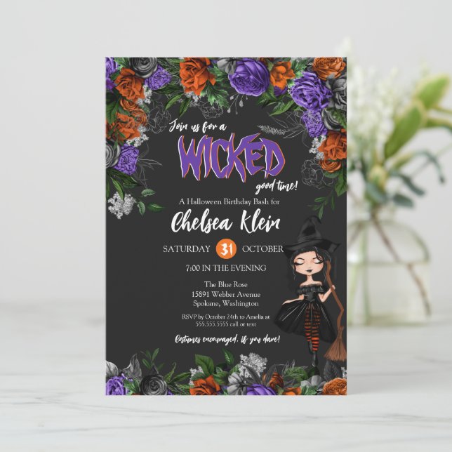 Wicked Good Time Teen or Adult Halloween Birthday Invitation (Standing Front)