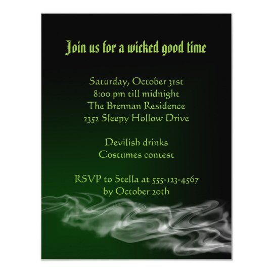 Wicked green smoke Halloween gothic invitation