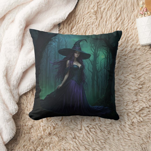 Wicked Halloween Witch in Purple and Black Cushion (Blanket)
