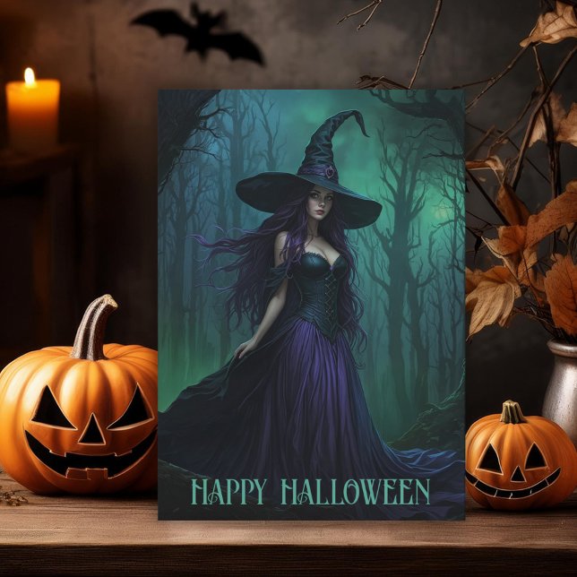 Wicked Halloween Witch in Purple and Black Folded Card (Creator Uploaded)